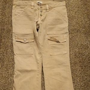 Joie Tan Cargo Pants Size 28 Flare Botton Fly